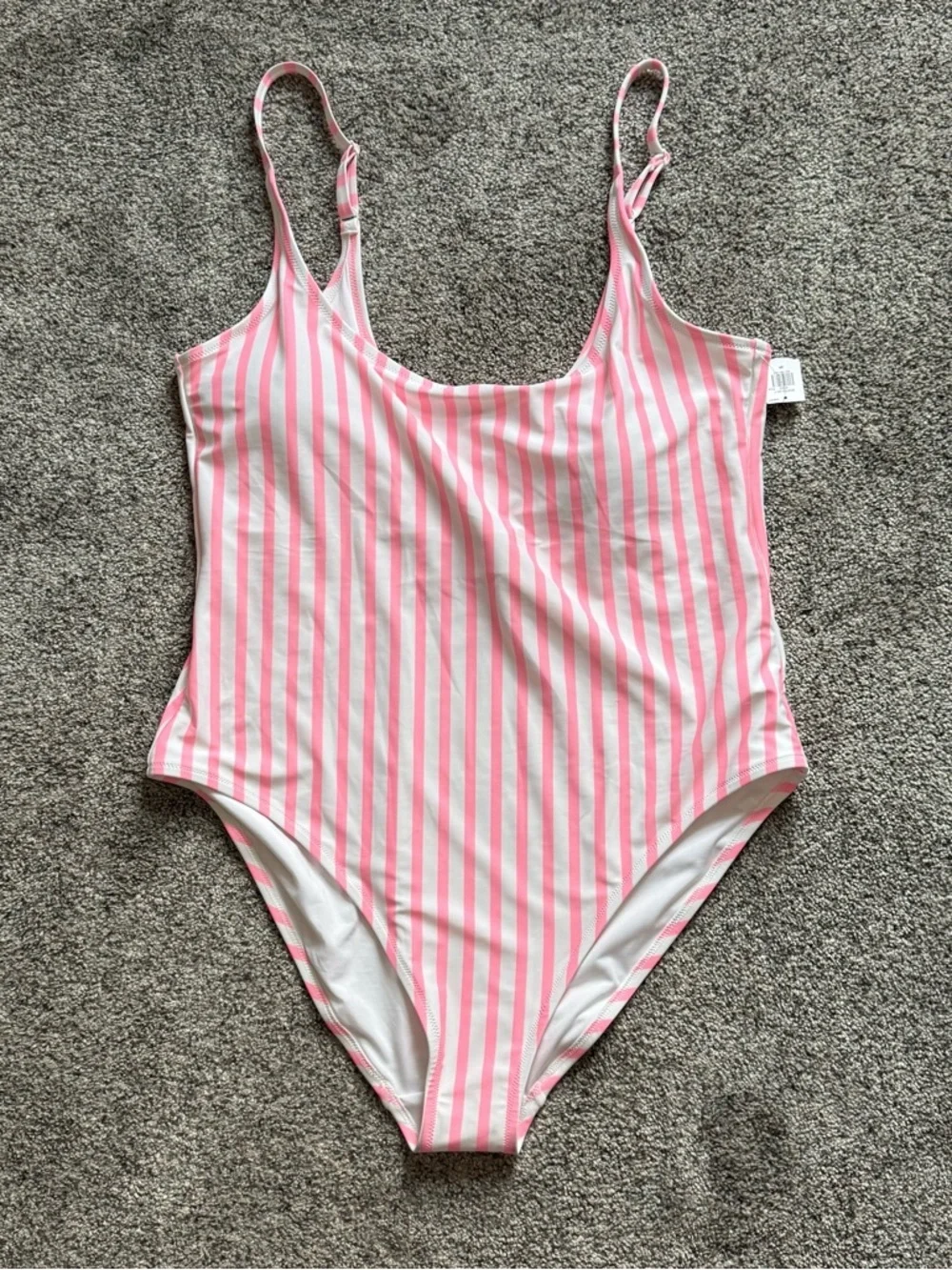 Old Navy Pink & White Striped Scoop One-Piece Swimsuit